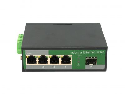 鋼合金工業級百兆1光4電SFP交換機